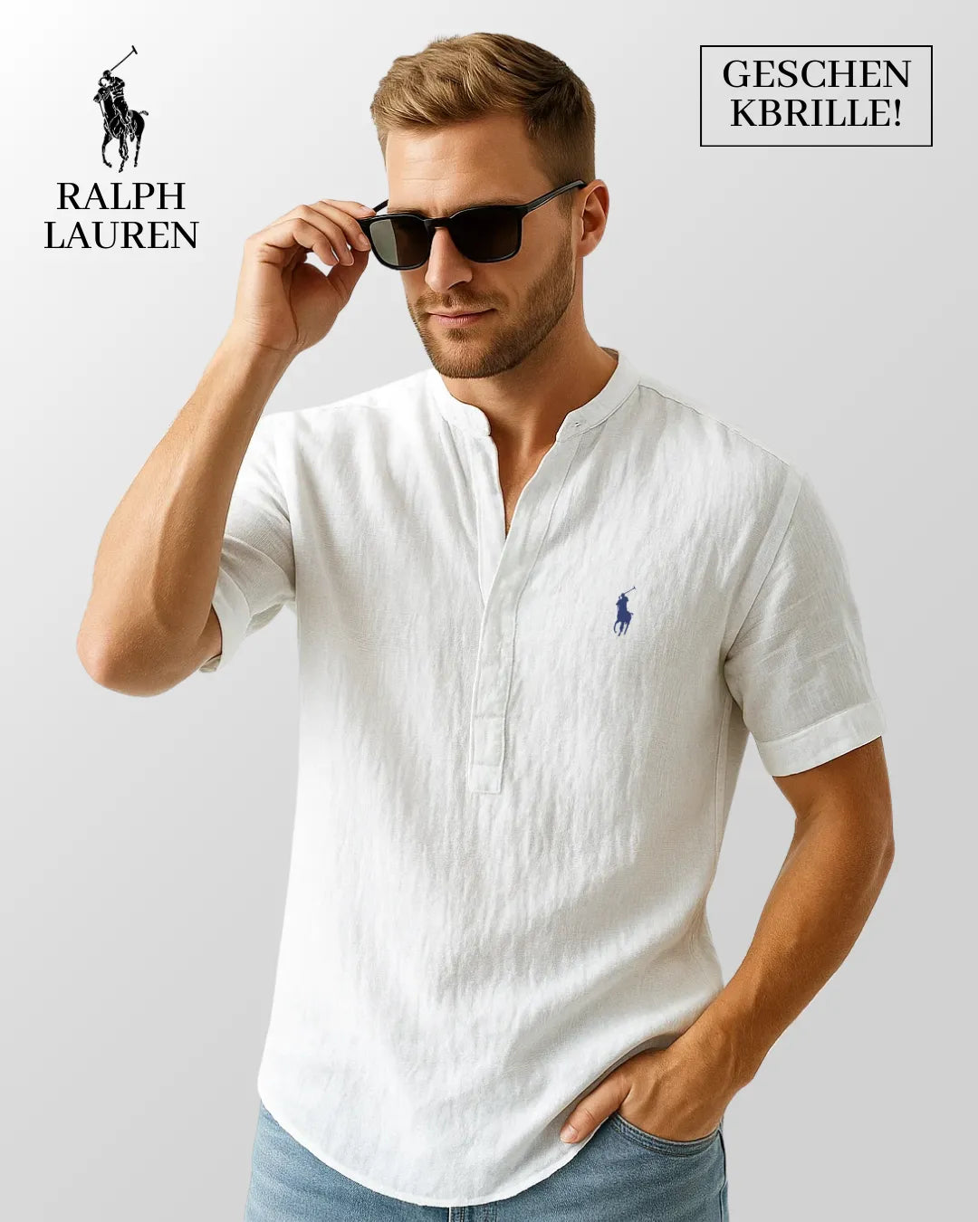 Sommer Leinenhemd + Gratis-Sonnenbrille