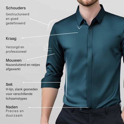 Anti Kreuk Stretch Overhemd - 1+1 Gratis